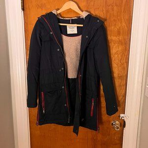 Navy Women's Anorak with red zipper detail Size S